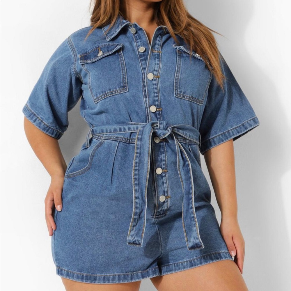 Belted Denim romper/playsuit